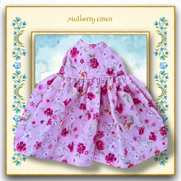 Pink Floral Dress with Round Neck