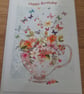 HAPPY BIRTHDAY BUTTERFLY AND FLORAL HANDMADE CARD. - Image 1