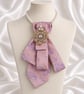 Vintage Rose Pearl Upcycled Necktie Statement Necklace