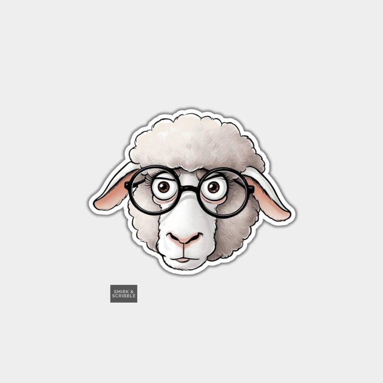 Funny Vinyl Sticker For Adults - Sheep Wearing Glasses