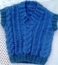 Blue Cabled Sleeveless Tank Top with Petrol Blue Edging, Birthday Gift for Child - Image 1