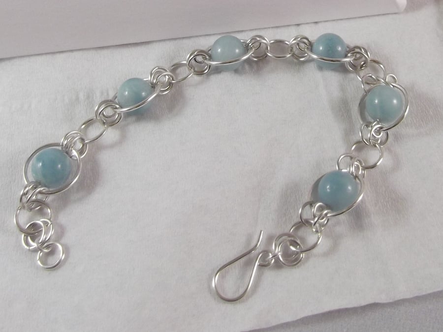 Amazonite gemstone bracelet silver circles throat chakra achievement