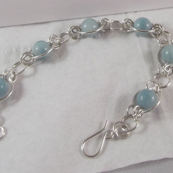 Amazonite gemstone bracelet silver circles throat chakra achievement