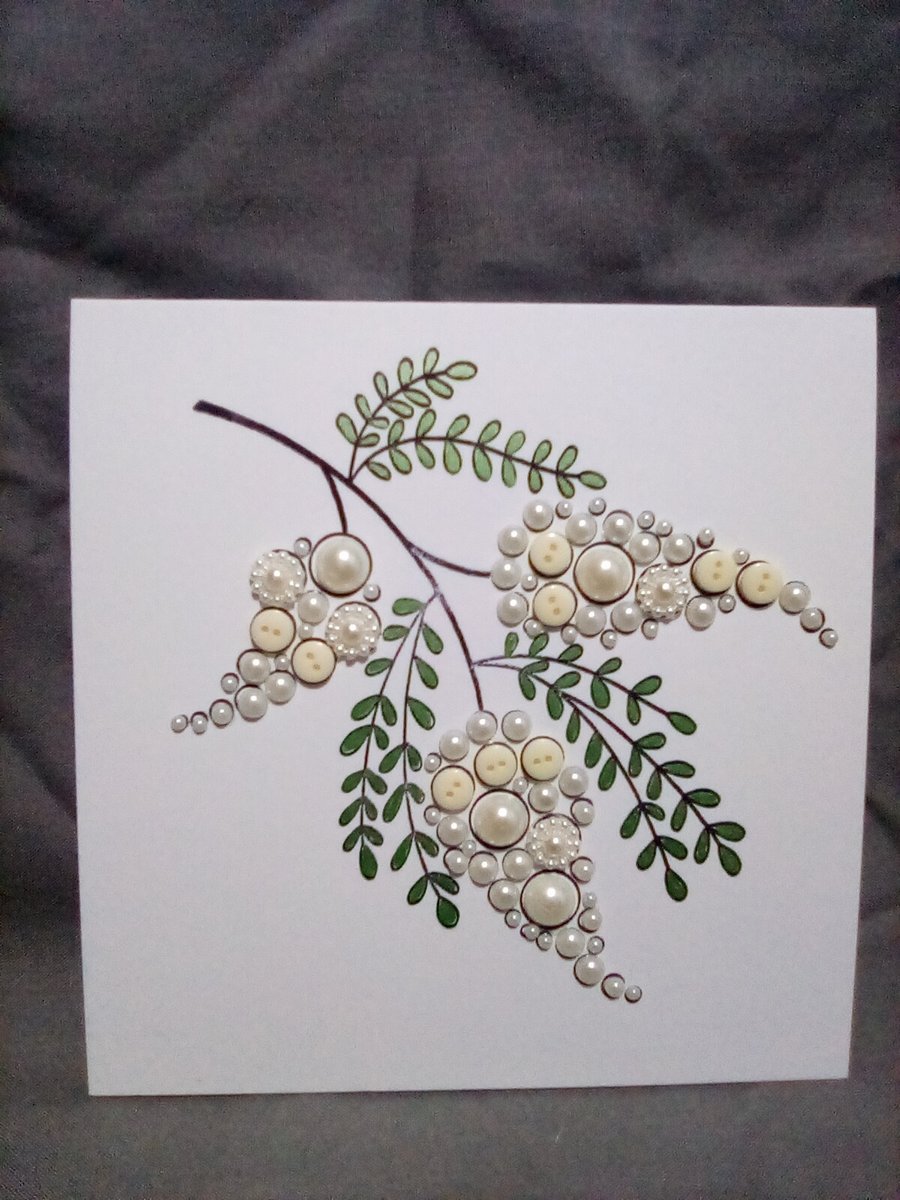 Luxury floral watercolour and embellished handmade blank card