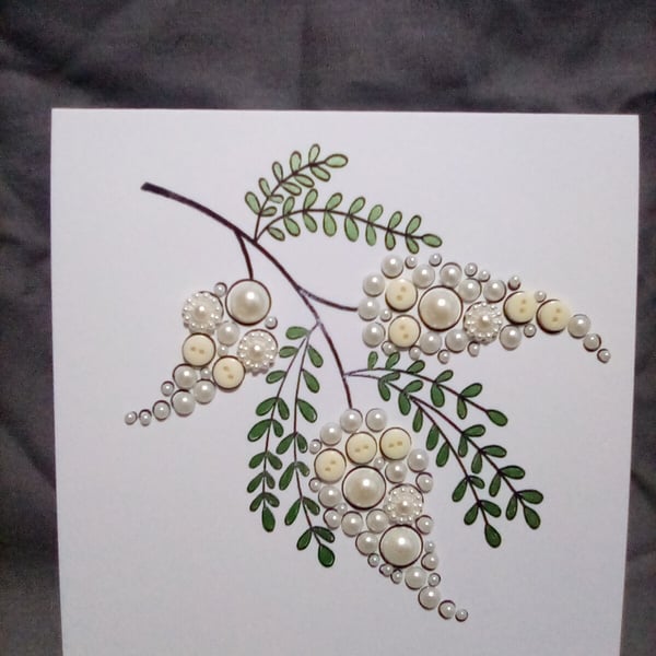 Luxury floral watercolour and embellished handmade blank card