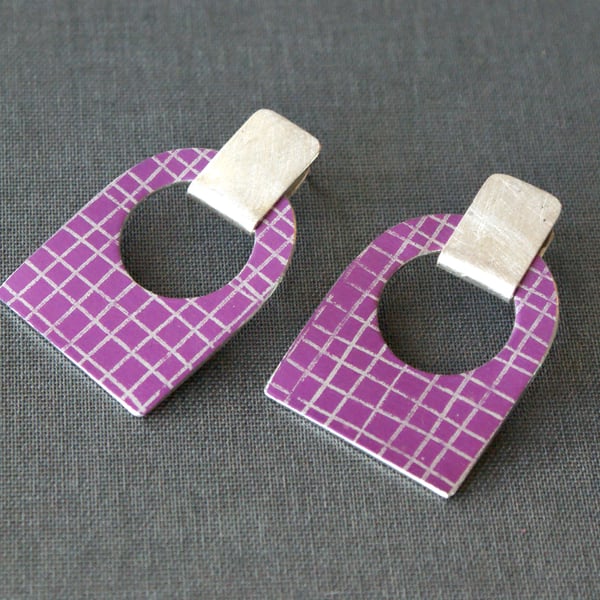 SALE - Colour pop statement drop studs pink