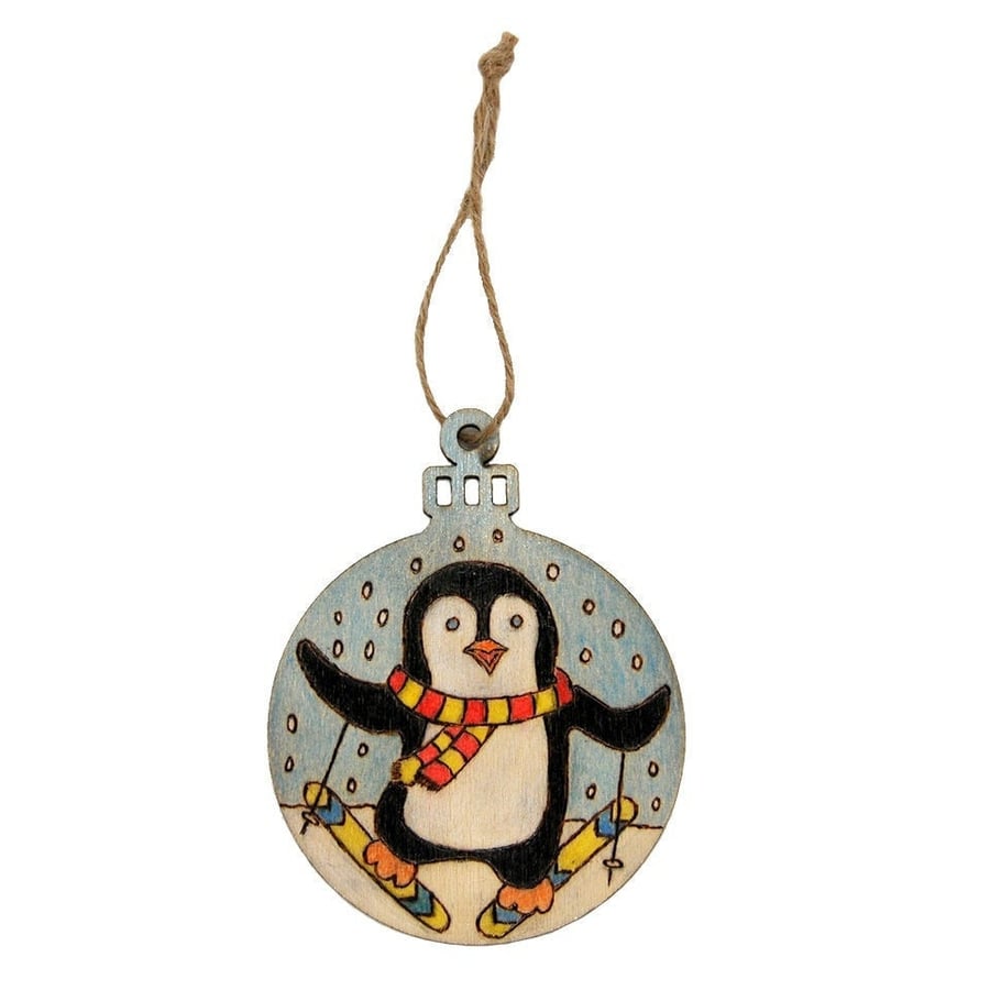Cheeky Penguin Christmas Decoration -Also Available Plain for Children to Colour