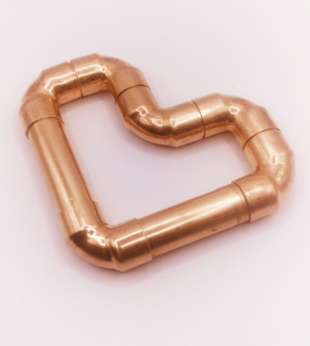 Copper pipe single heart - wall art - Handmade - FREE POSTAGE