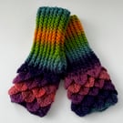 Crochet Dragon Scale Fingerless Mitts - Valentines Day, Mother's Day