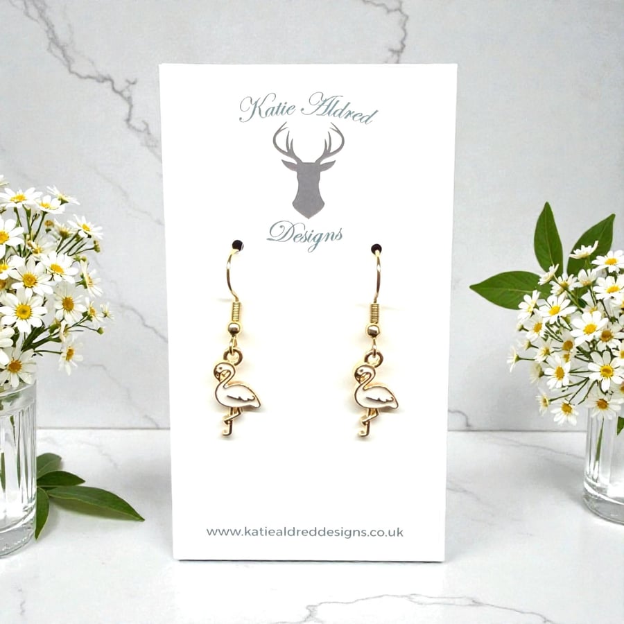 Charm Earrings - White Flamingo