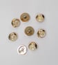 Gold faux metal and glass fancy shank buttons 16mm approximately. Pack of 8 - Image 2