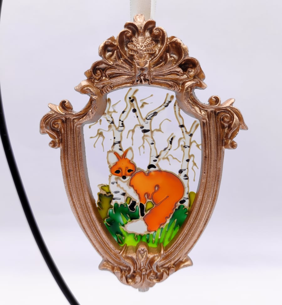 Handmade glass painted window hanging or Christmas tree bauble