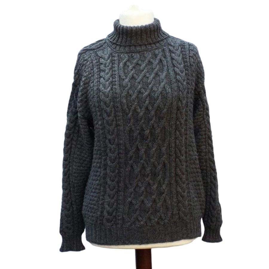 Hand knitted unisex jumper sweater aran style cable for men or women - ladies 