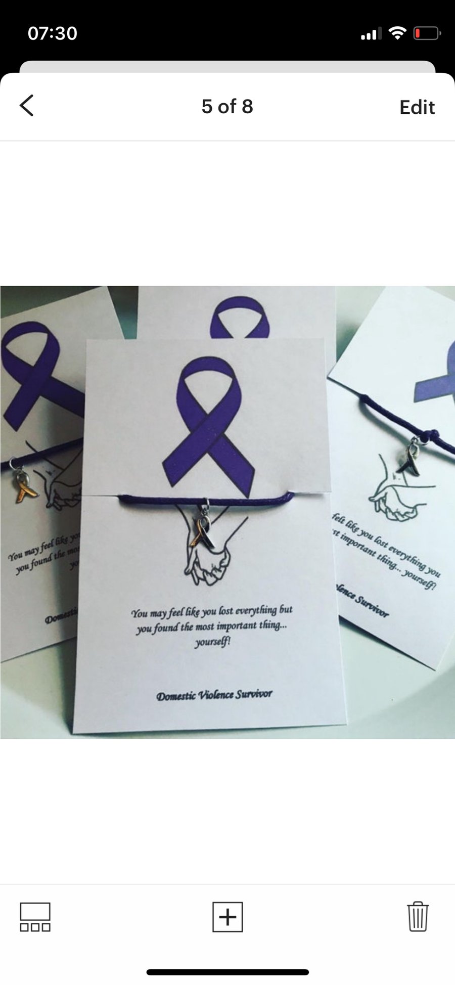 Domestic violence awareness wish bracelet purple ribbon charm bracelet