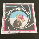 Handmade Funny Wrinklies at the Movies 6x6 Birthday Card - James Bond