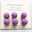 Yorkshire Buttons, Embellishments, Cotton Thread, Set of Six, Purple
