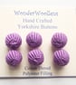 Yorkshire Buttons, Embellishments, Cotton Thread, Set of Six, Purple