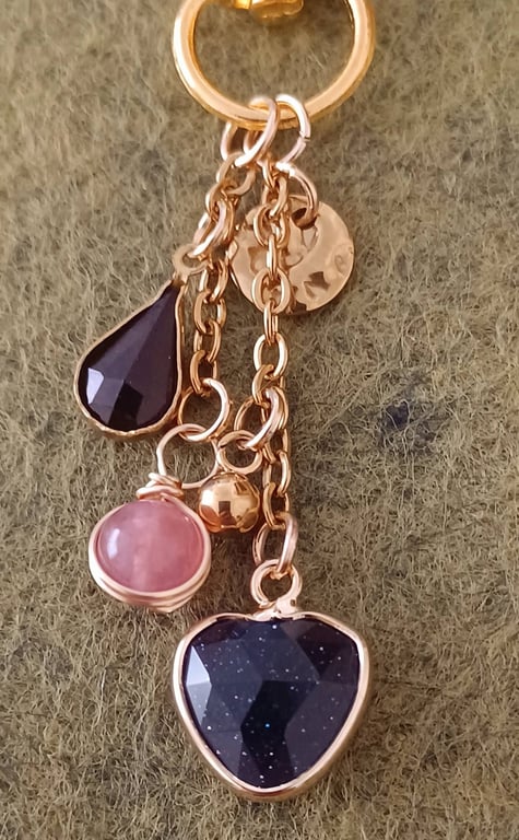 Handmade Blue Goldstone Bag Charm
