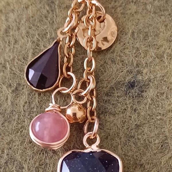 Handmade Blue Goldstone Bag Charm
