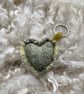 Heart Keyring - Pastel Yellow wool. Handwoven in Wales
