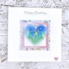 Birthday Day Card with Detachable Glass Meadow Heart