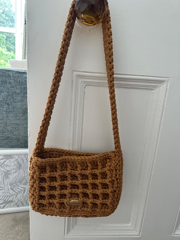 Tan Crochet Shoulder Bag