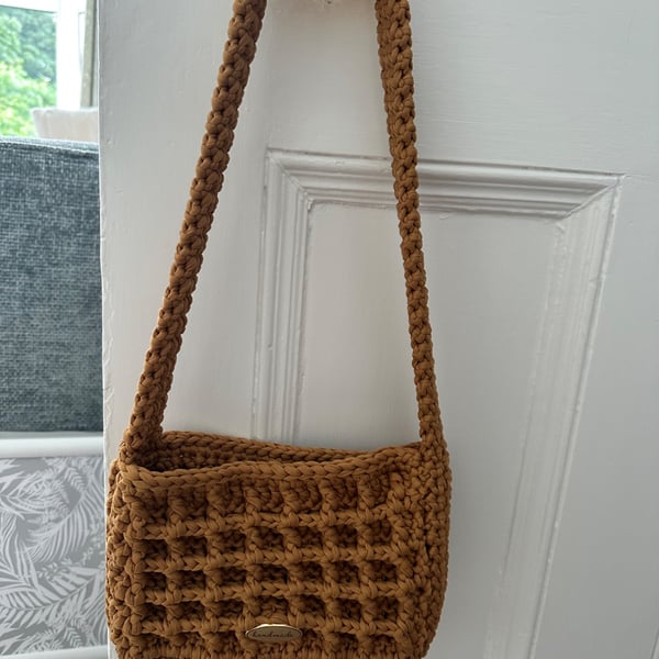 Tan Crochet Shoulder Bag
