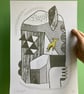 Magic Donkey No.9 A3 two-colour screen-print - Image 2
