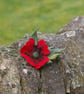 Red Felt Flower Brooch