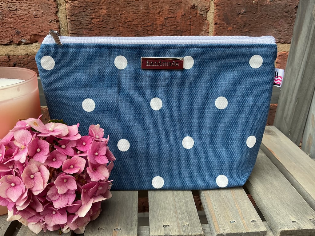 Blue Polka Dot Zip Pouch