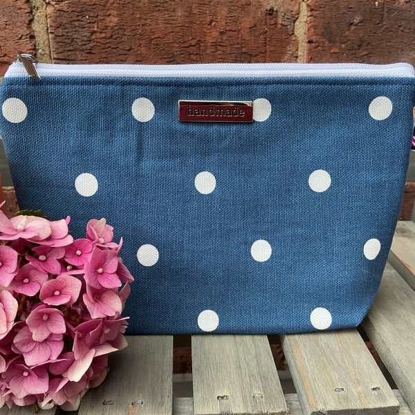Blue Polka Dot Zip Pouch