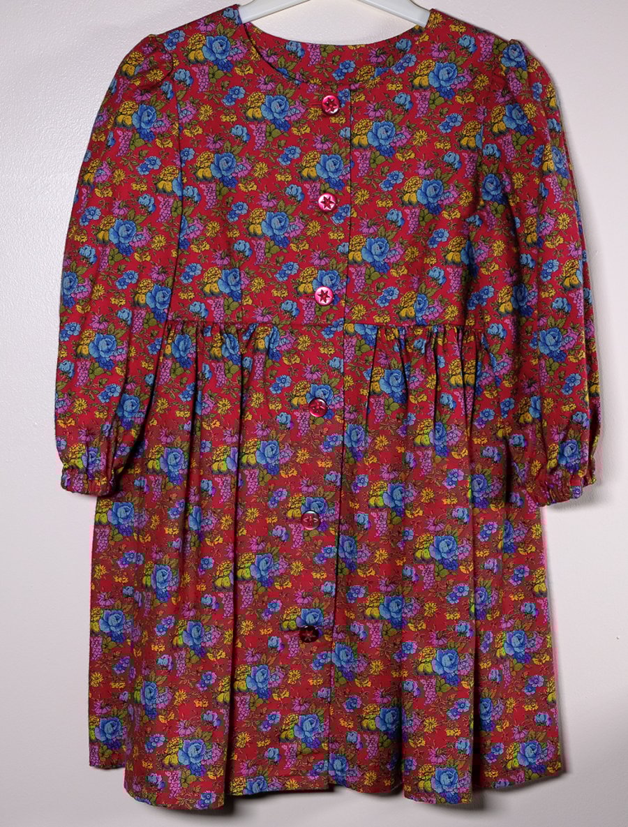 Red Floral Cotton Dress 3 - 4 Years