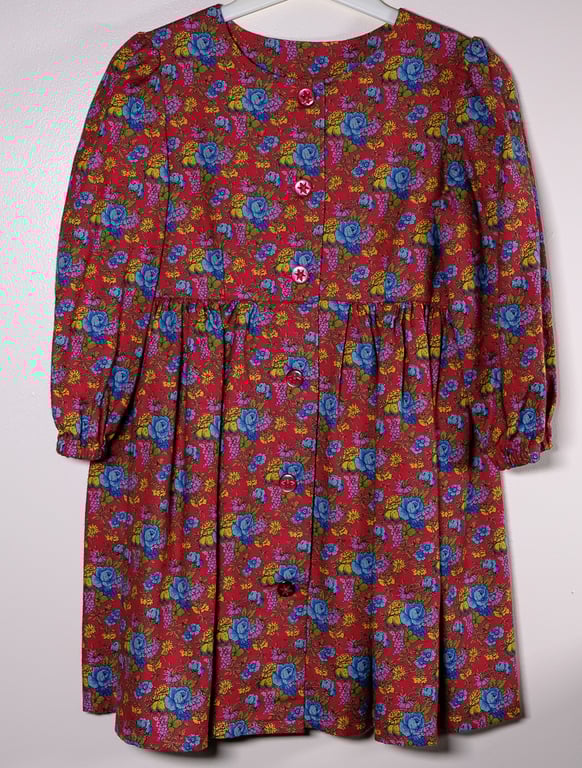 Red Floral Cotton Dress 3 - 4 Years