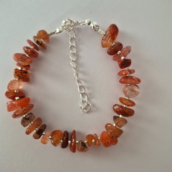 Carnelian Natural Stone Chip Handmade Bracelet - Handmade Jewellery 