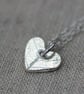 Small Silver Heart Pendant with Leaf Pattern - Image 3