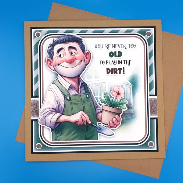 Funny Gardening Card For Him, Decoupage, Large