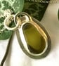 Handmade Olive Green Seaham Sea Glass Pendant –  Sterling Silver Necklace 