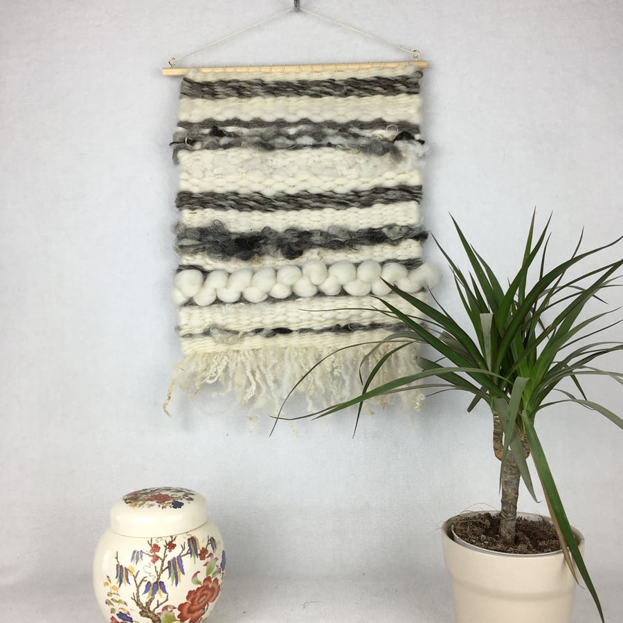 Wall hanging, peg woven in natural fibres - SALE ITEM