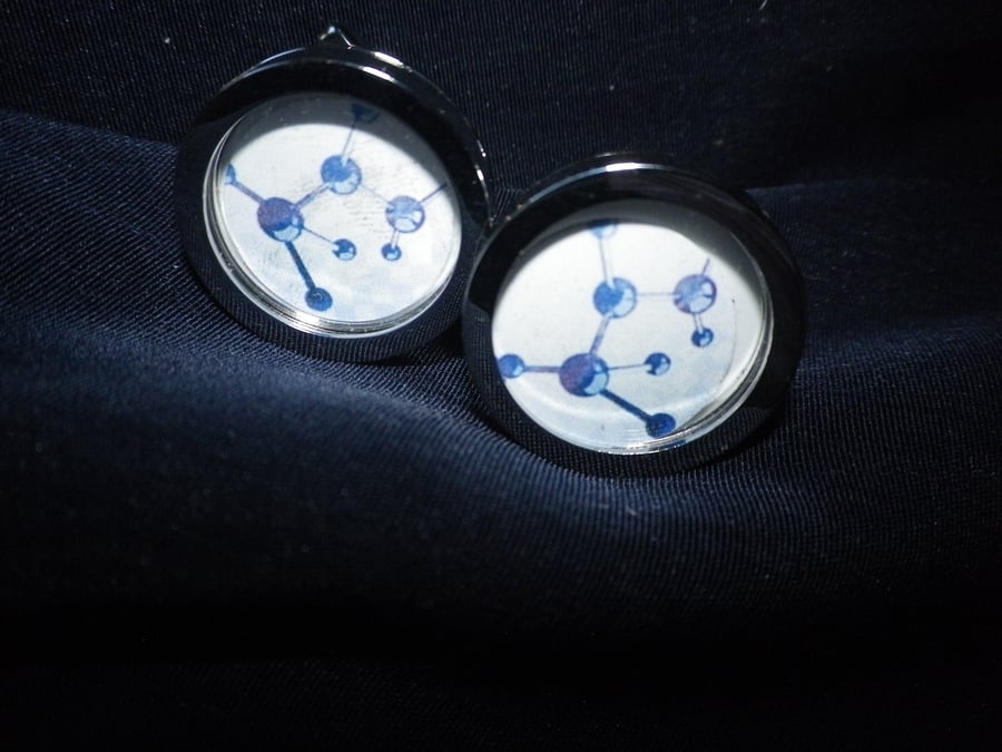 Blue Molecules cufflinks, free shipping, gift wrapped, great image,  Ref 8453