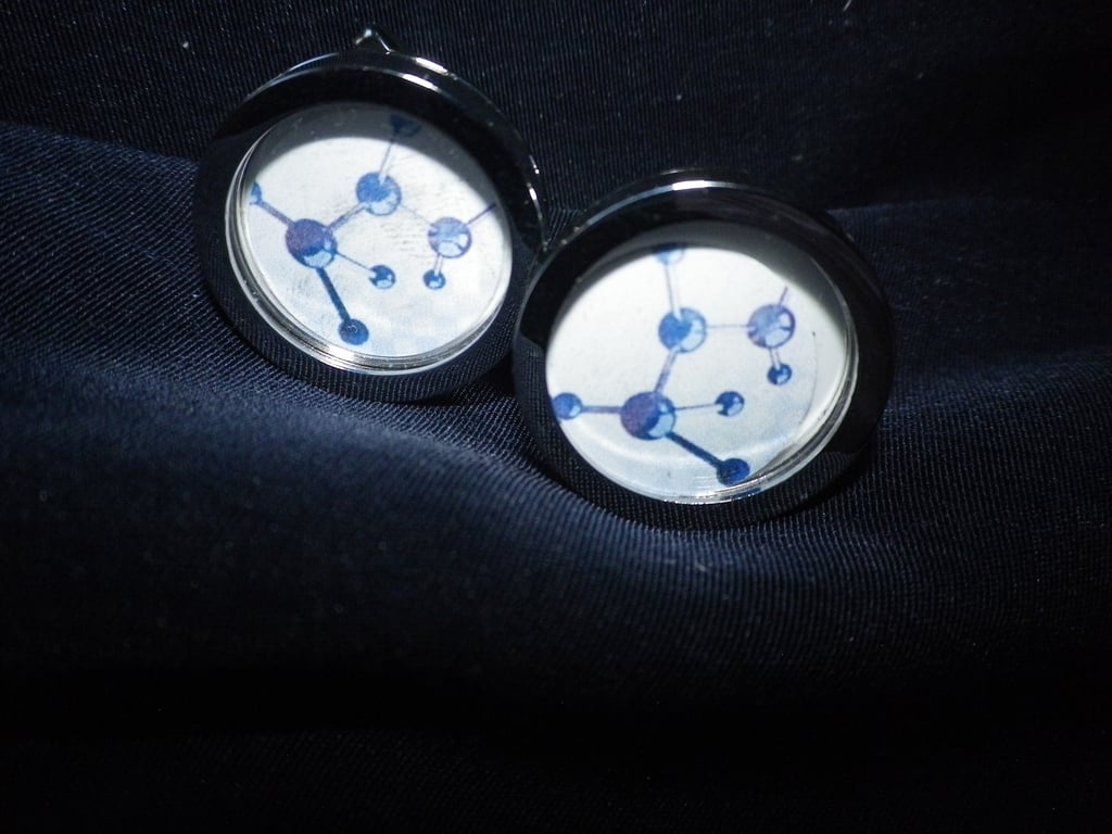 Blue Molecules cufflinks, free shipping, gift wrapped, great image,  Ref 8453