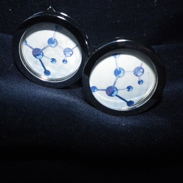 Blue Molecules cufflinks, free shipping, gift wrapped, great image,  Ref 8453