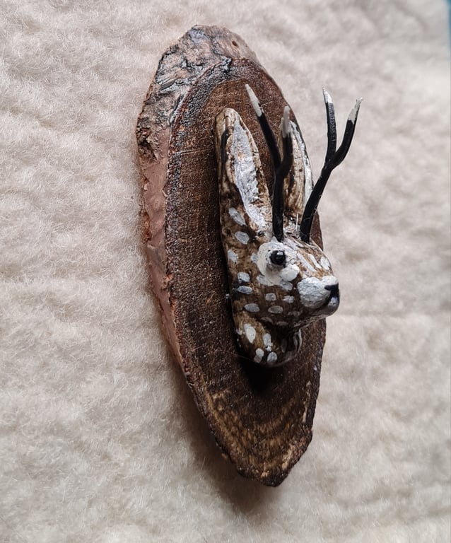 Miniature 2 inch high jackalope fridge magnet or tree ornament  