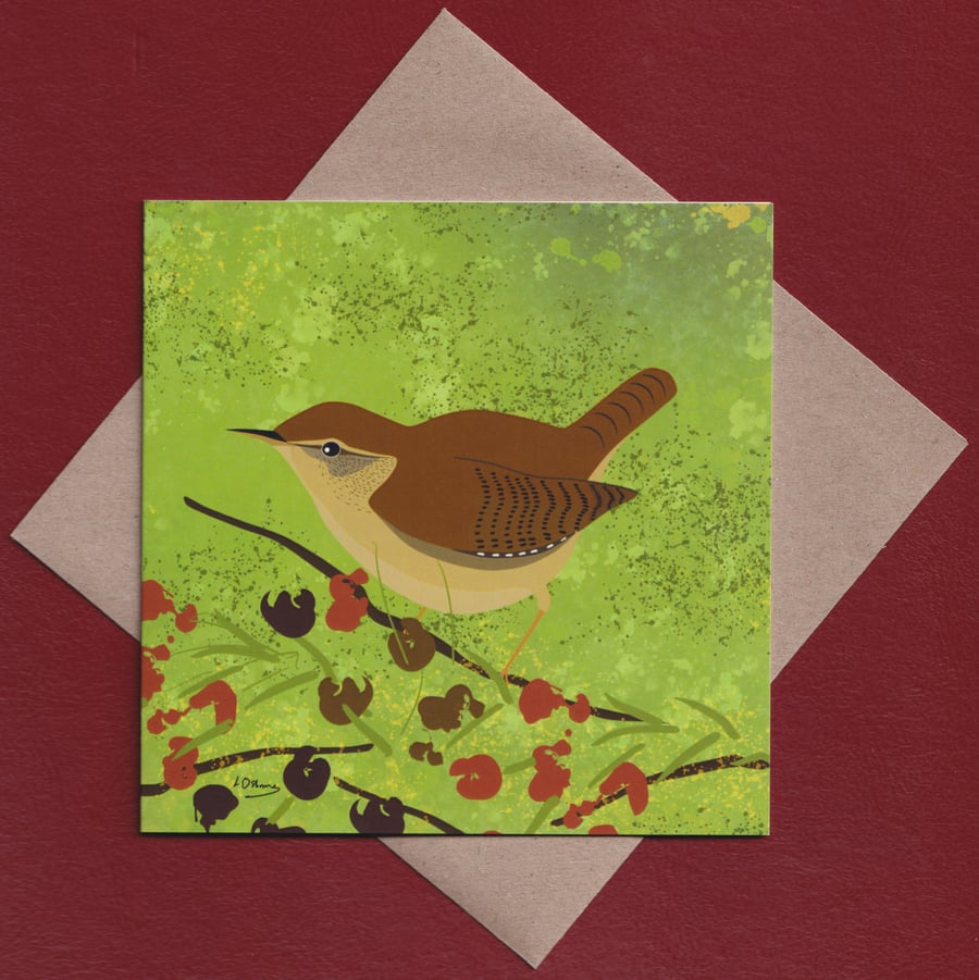 Greetings card - wren - birds