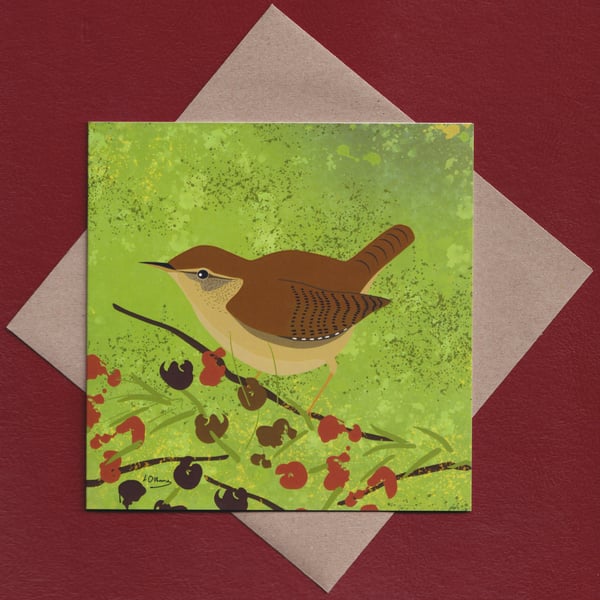 Greetings card - wren - birds
