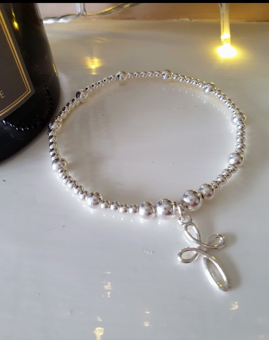 Cross bracelet, Sterling silver Bracelet, meaningful gift religious gift