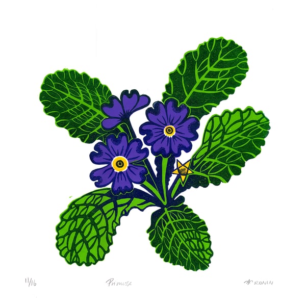 Primrose linocut print