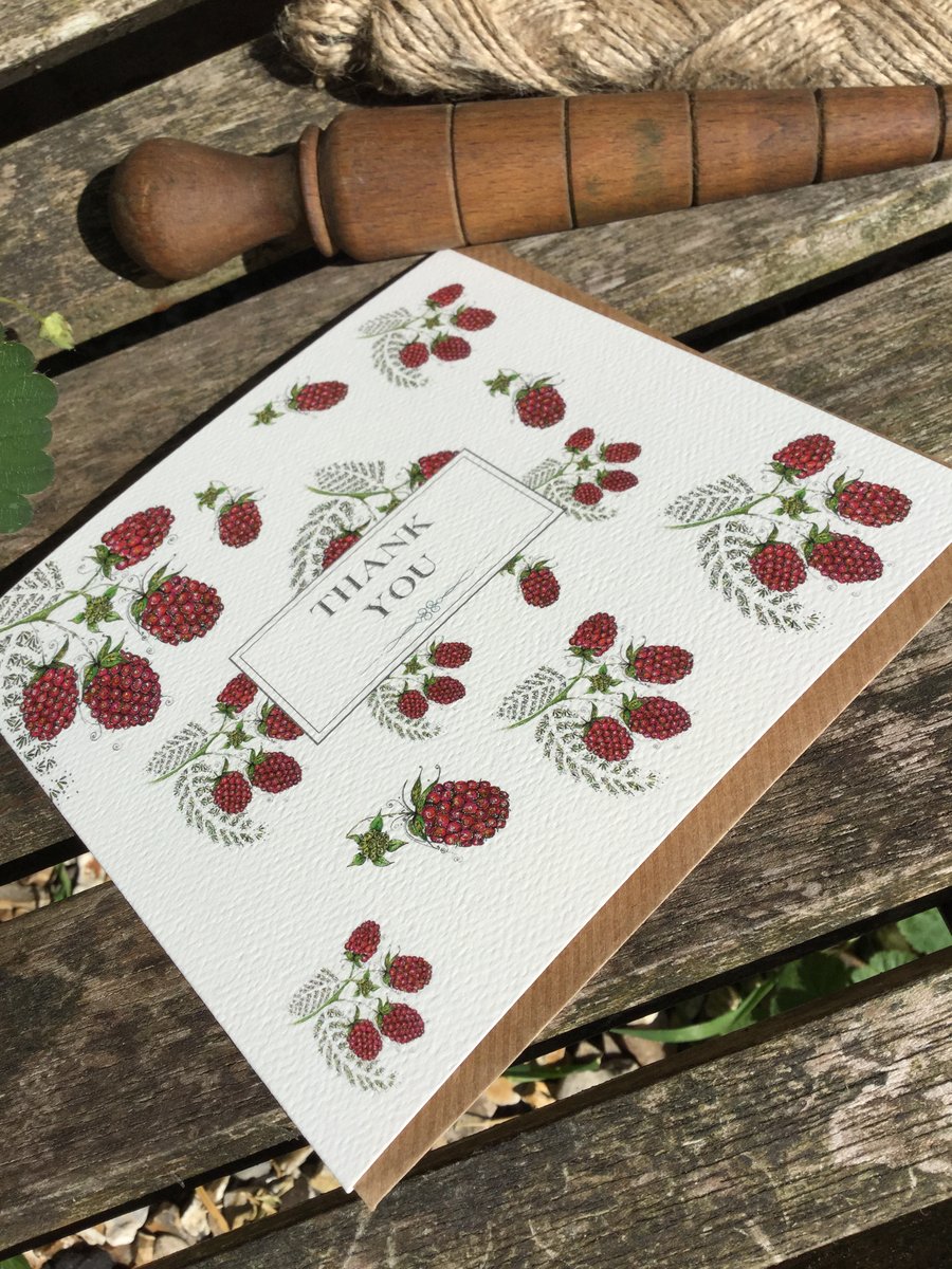 ‘Thank you’ Raspberries Greeting Card 