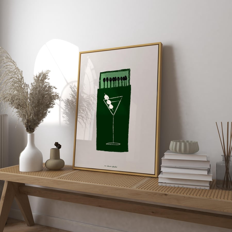 Martini Matchbox Art Print Poster