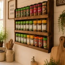 Handmade rustic wooden spice rack 