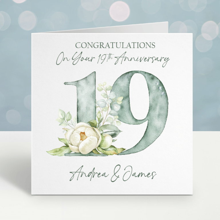 Handmade Personalised 19th Wedding Anniversary Card